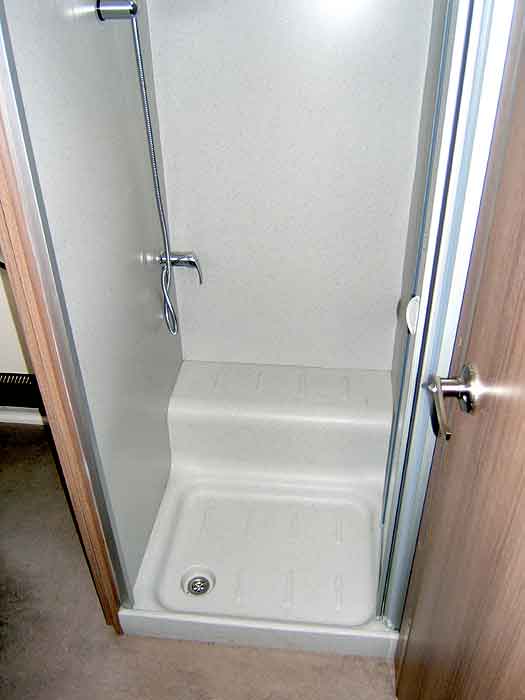 The shower cubicle.